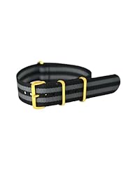 20mm James Bond Black / Grey - With Gold Buckles Nylon Nato Ballistic Military Watch Band Strap G-10! Fits All Watches!!!!!