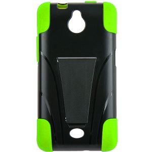 Dual Layer Protective Rugged Case, Black/Green for Huawei Ascend Plus H881C, Valiant