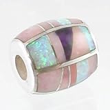 Pink Opal Inlaid Barrel Pendant, #2605