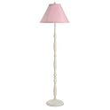 White Metal Floor Lamp with Pink Gingham Lampshade