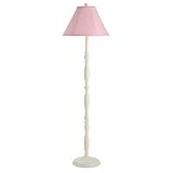 White Metal Floor Lamp with Pink Gingham Lampshade