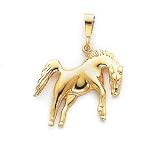 14k Gold Polished Open Back Jumping Horse Pendant