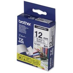 Brother 26.2-Foot Black on White 1/2-Inch Labeling Tape (TZ231)