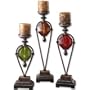 Set of 3 CandleHolders with Crackled Wood Finish