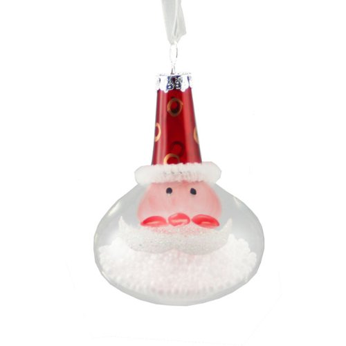 Glass Santa Head Christmas Tree Bauble With Snowballs