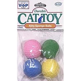 4 pk sponge ball cat toy
