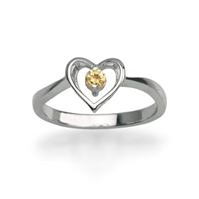 Sterling Silver Citrine Heart Ring