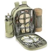 Ultimate Picnic Backpack for 2 (Green Tweed/Olive, Tan Blkt )