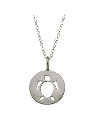 925 Sterling Silver Sea Turtle Round Charm Pendant/Necklace 18 Inches 925 Silver Chain