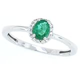 0.45ct Genuine Emerald and Diamond Gemstone Ring in 10Kt White Gold