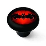 Batman Red Logo Decorative High Gloss Black Ceramic Drawer Knob