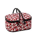 Classic Large Sewing Basket - Buttons on Red - Sewing Storage Gift Idea!