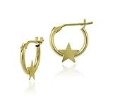 10K Gold Mini Hoop Star Earrings
