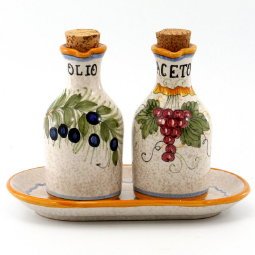 RUSTICA: Oil and Vinegar Cruets Set w/Tray [Prod. 1905-RUS]