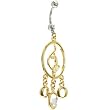 Baby Phat Gold Tone Cat Stone Cluster Belly Ring