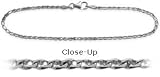 10 K White Gold 10 Inch Flat Gucci Style Anklet