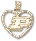 Purdue Boilermakers Solid 10K Gold ''P'' Heart Pendant