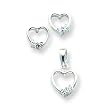 Sterling Silver Heart with CZ (Cubic Zirconia) Earring & Pendant Set