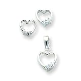 Sterling Silver Heart with CZ (Cubic Zirconia) Earring & Pendant Set