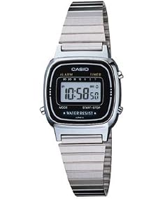 Casio #LA670WA-1 Women's Metal Band Countdown Timer Alarm LCD Digital Watch