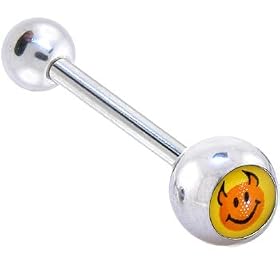 RED DEVIL Logo Barbell Tongue Ring by 