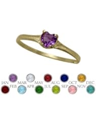 14 Karat Yellow Gold Genuine Amethyst Heart Shape Gem Baby Ring