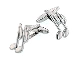 Rhodium plated quaver music note cufflinks