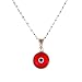 Evil Eye Pendant Necklace Sterling Silver with Red Murano Glass Lucky Eye for Protection