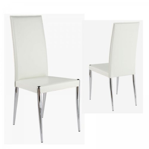 ITALMODERN Raffi Leather Dining Side Chair in White