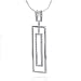 Silver & Diamond Oblong Pendant Diamond Cut 8-Side Flexible Snake 18