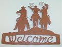 Cowboy Roper Western Rodeo Lasso Horse WELCOME SIGN plaque art door wall Decor Metal