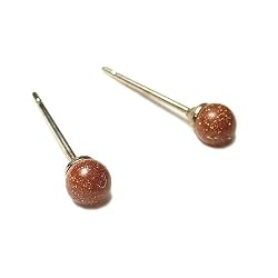 Goldstone Stud Earrings, 4mm