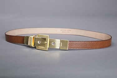 Lederg?rtel braun mit Goldschiene