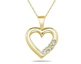 Three Stone Diamond Heart Pendant
