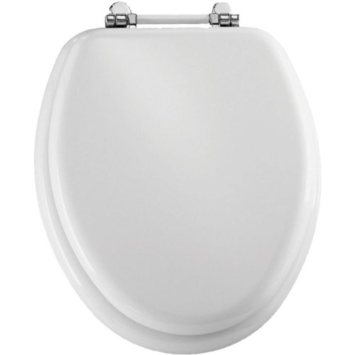 Bemis 1960PCH000 Molded Wood Retro Elongated Toilet Seat with Chrome/White Hinge eBay