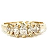 .75CT 14k Yellow Gold Marquise Diamond Wedding Anniversary Ring color (I) clarity (SI) size 6
