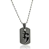 Stainless Steel Laser Cut Swirl Asian Style Dog Tag Pendant