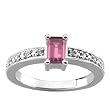 14K White Gold Pink Tourmaline and Diamond Ring