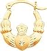 14K Gold Claddagh Hoop Earrings Polished Jewelry New |D
