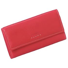 Fossil Womens Leather Clutch - Pop Stitch Clutch (Color: Red)