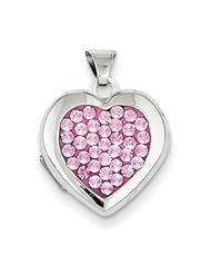 Genuine IceCarats Designer Jewelry Gift Sterling Silver Pave Pink Swarovski Elements 15Mm Heart Locket