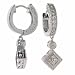 .925 Silver Cubic Zirconia Hoop Filigree Dangling Earrings