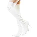 TALLER Stilettos Heel Thigh High Tall Dress Boots Patent White