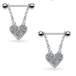 Body Accentz™ Nipple Ring Bars Heart Body Jewelry Pair 14 gauge Sold as pair