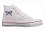 Chuck Taylor All Star Hi Top Custom Optical White with Purple Butterfly men's 10.5