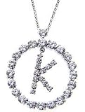Sterling Silver CZ Initial Pendant 