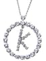Sterling Silver CZ Initial Pendant "K"