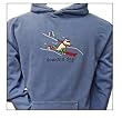 Designer Cotton Hooded Sweatshirt - Cotton Sweatshirt "Downhill Dog" for Adults - Blue Jean - Small