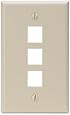 Leviton 41080-3IP QuickPort Wallplate, Single Gang, 3-Port, Ivory