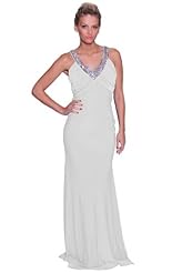 Sexy V-neck Spandex/Knit Beaded Sequined Crystals Crystal Bodycon Dress/Evening Dress/Prom Dress/Maxi Dress 